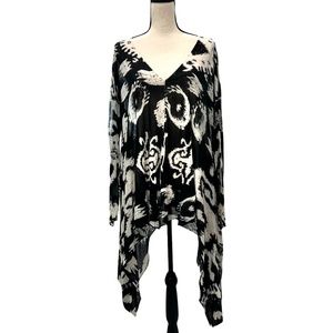 ALL SAINTS BLACK & CREAM ABSTRACT IKAT DESIGN ARA JUMPER SWEATER